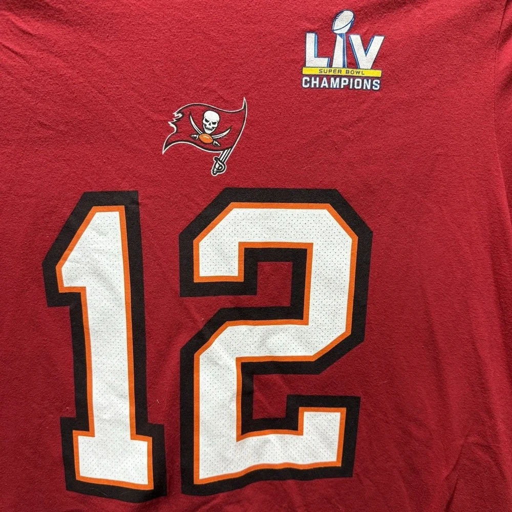 Tampa Bay Super Bowl LIV #12 Tom Brady Nike Men's Red T-Shirt Sz XXL Long Sleeve